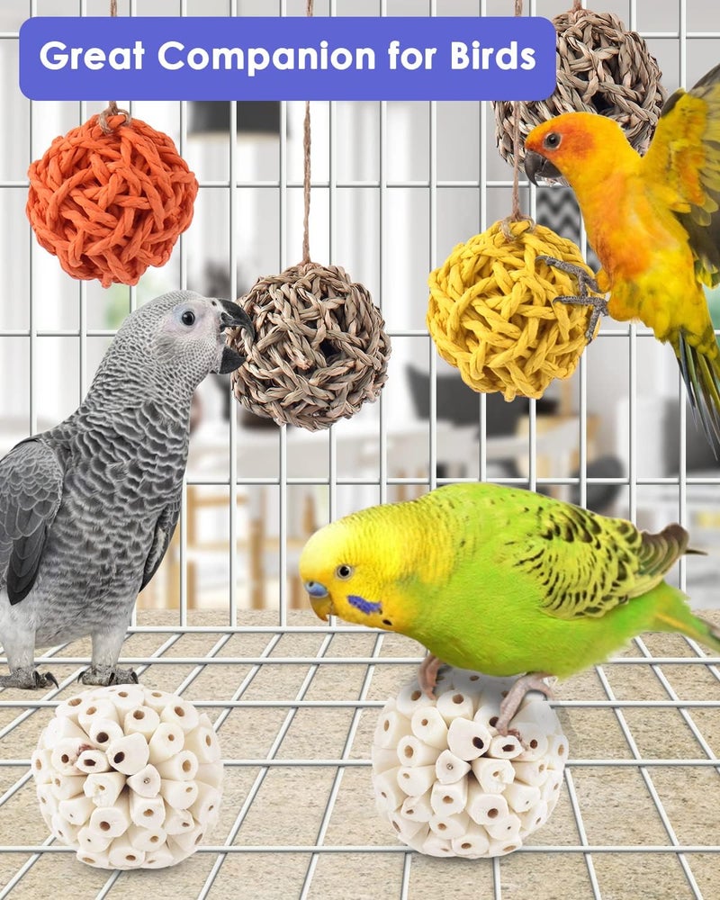 Bissap 6PCS Small Parrot Chew Toys, Sola Balls Conure Chewing Foraging Toys Colorful Bird Foot Balls for Cockatiels Cockatoos Parakeets Love Birds Small Parrot Cage Bite Toys - Image 2